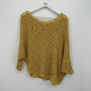 Puff &Bear Yellow Knit Oversized Boho Coastal Top Size M/L